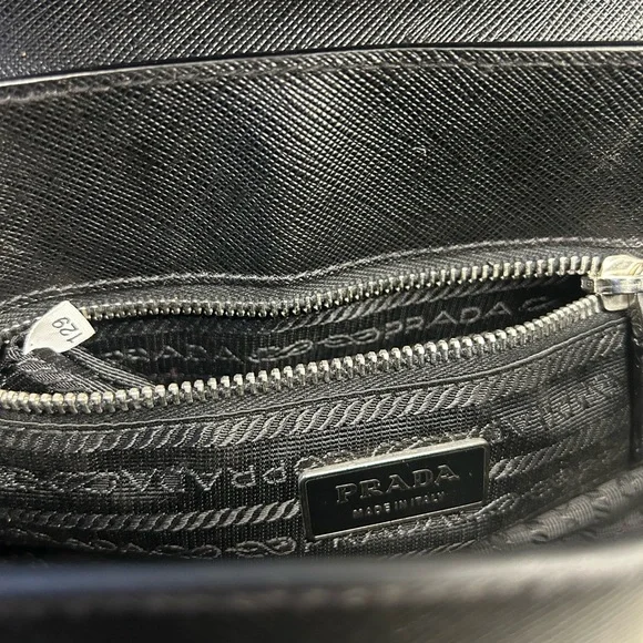 Prada Black Saffiano Lux Sound Lock Bag